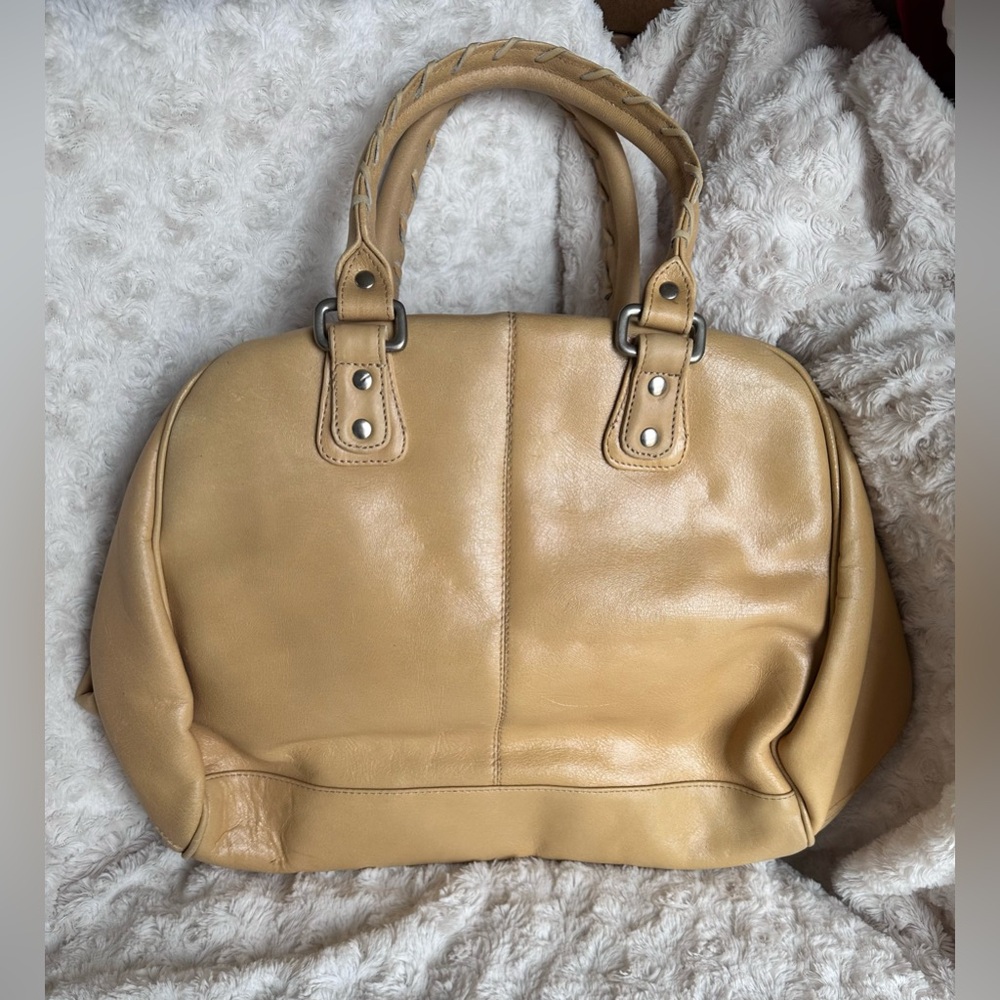 Latico NJ USA Genuine Leather Yellow Zip Closure Tote Bag - Picture 2 of 8